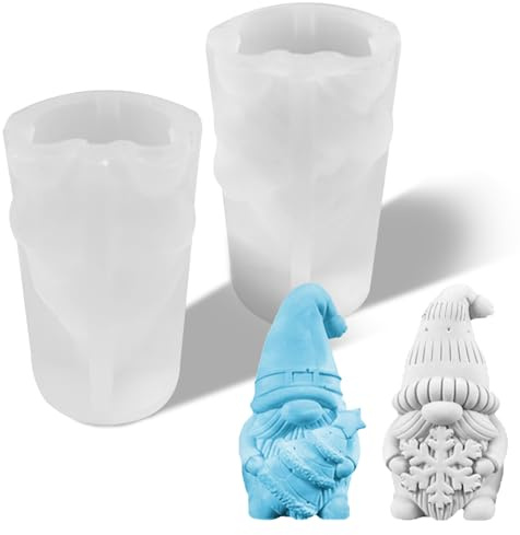 ZoneYan 2 Stück Silikonformen Gießformen Weihnachten, DIY Silikonform Weihnachten Wichtel, Kerzenformen zum Gießen, 3D Silikonform Weihnachtsmann Gießform Wichtel Gips für Weihnachtsdeko