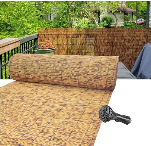 Clôture d'extérieur en bambou naturel de 50 à 160 cm de haut pour jardin, balcon, terrasse et arrière-cour, 140 x 1000 cm, résistante aux UV, auvent décoratif respectueux de l'environnement.