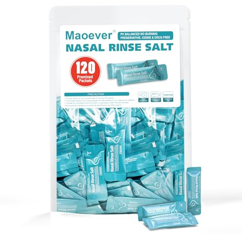 MAOEVER 120 Saline Packets, Neti Pot Salt Packets, Individually Wrapped Saline Packets for Neti Pots, Nasal Irrigation, and Squeeze Bottles & Sinus Relief | Sinus Care (Light Green, 120L)