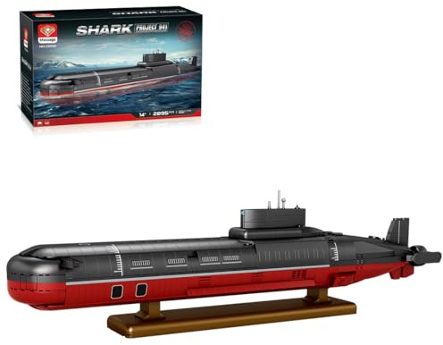 Lunaro Set di blocchi da costruzione sottomarini nucleari classe Typhoon in scala 1/250, modello 941 del progetto sovietico della guerra fredda, display militare da collezione per l'aspirante