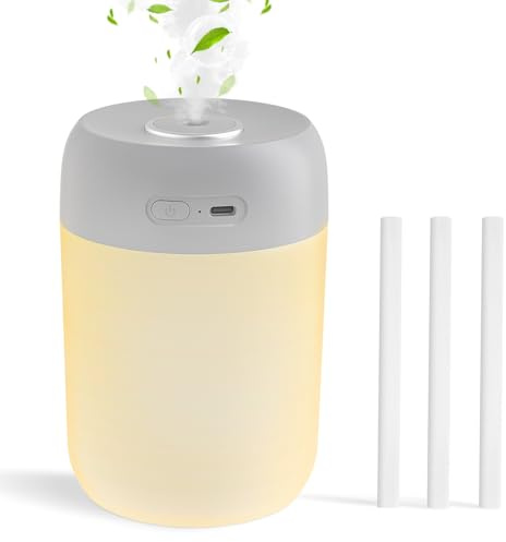 kissleaf Mini Cool Mist Air Humidifier for Bedroom with Night Light | Top-Fill Quiet Operation Auto Shut-Off Easy to Clean for Baby Bedroom Office Desk Home Plants Light -grey