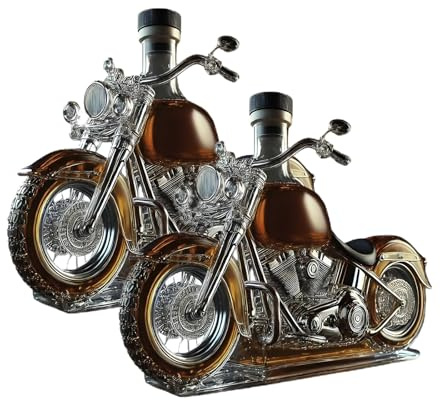 2 pièces Carafe À Whisky Moto, Bouteille De Whisky Moto En Verre, Carafe Whiskys En Forme De Motos, Aérateur À Alcool Vintage, Pour Champagne, Vodka, Cocktails