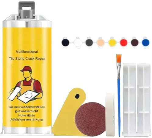 2024 Multifunctional Tile Stone Crack Repair Kit, Quick-Drying Tile Repair Glue, Granite and Marble Crack Repair Kit, Ceramic & Porcelain Chip & Hole Repair Paste for Tubs and Floors (1set)