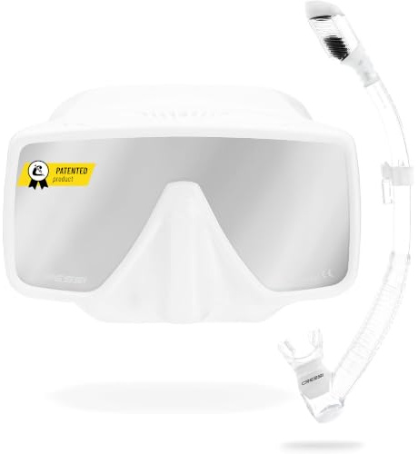 Cressi SF1 Taucherbrille mit Schnorchel, Schnorchelmaske Erwachsene | Tauchmaske quadratisch, breites Sichtfeld, niedriges Innenvolumen, UV getönt, Trockenschnorchel, verstellbares Silikonband