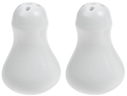 NULYLU Set de 2 Pimenteros y Saleros de Cerámica Blancos Soporte para Palillos, Diseño Elegante y Funcional para Decoración de Bar de Desayuno o Restaurante