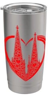 Catedral de Colonia Corazón Köln Amante Skyline I Love Vaso térmico de acero inoxidable de doble pared