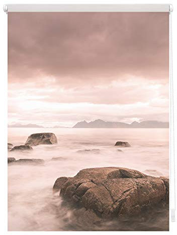 Lichtblick Klemmfix Tageslicht-Rollo mit Motiv, ohne Bohren, Blickdicht, Seitenzugrollo, Made in Germany, Stone - Grau Rot 45 x 150 cm (B x L)