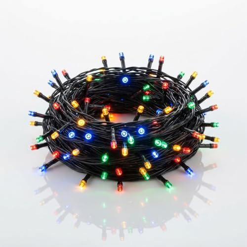 LED Lichterkette bunt - 80 LED / 6 m - Multi Color Weihnachts Beleuchtung - Advent Winter Deko für den Innen- und Außenbereich mehrfarbig mit Timer