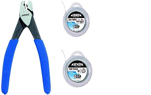 Vorfach Set Quetschhülsen - Zange + 2 x Stahlvorfach 7x7 15kg, 5m, 20 Quetschhülsen,+ gratis Petri Heil! Aufkleber