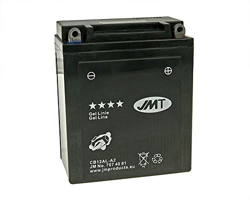 JMT Batterie 12 V 12 Ah (YB12AL-A2) [wartungsfrei & versiegelt] kompatibel für Yamaha XV 535 S H virago 2YL Bj. 1995-1997, XV535N Virago 3BR Bj. 1988-1997