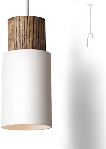 Lampada Sospensione Vintage,Bianca Sospensione in Legno Per Isola Di Cucina,Sospensione Industriale E27 Lampada Sospensione per Tavolo Da Pranzo,Camera da Letto Soggiorno Bar,Regolabile in Altezza