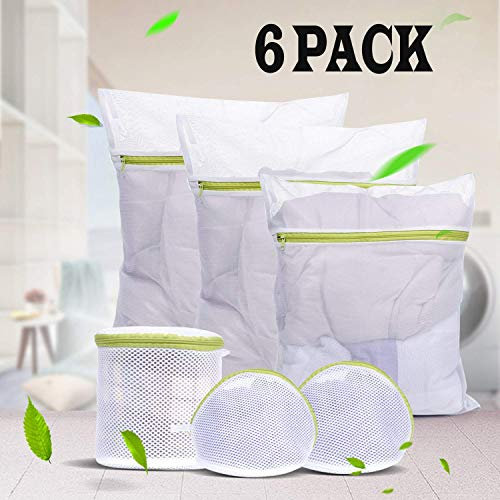 Sacchetti Lavatrice, Sacchetti Rete da Biancheria per Lavatrice Salva Reggiseno Bucato Borse con Zip Sacca per Vestiti Delicati 6 pcs Varie Misure per Camicie Calzini Lingerie Intimi