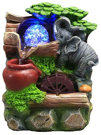 WAWLIVING Tabletop Fountain Indoor Small Rockery Desktop Mountain Cascading Waterfalls with Rolling Ball Waterwheel for Gift and Decoration