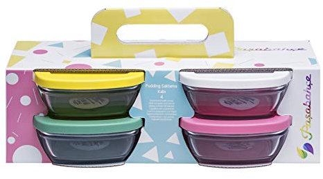 Pasabahce Lot de 4 bols en verre avec couvercle 310 ml