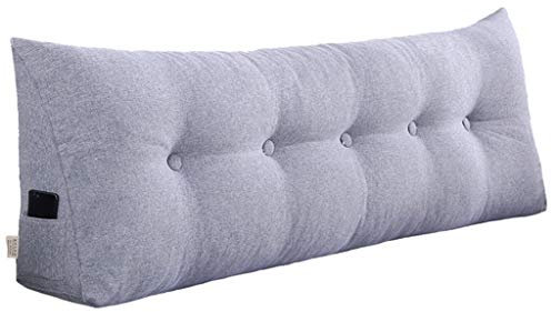 FAPROL Kopfteil Langes Rückenkissen Weiche Kissen Keilkissen Waschbarer Leinen-Kissenbezug Unabhängiger Kern Wandkissen Gray 120cm
