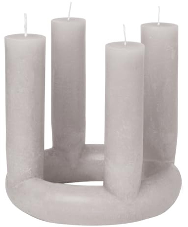 Broste Copenhagen Lucille Adventskranz Adventskerze aus Paraffin in der Farbe Rainy Day, Maße: 20cm x 20cm x 18cm, 45800408