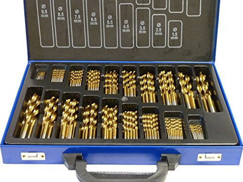 Metallbohrer-Set 170-tlg. 1-10 mm - HSS-R Spiralbohrer DIN 338 - Kanten geschliffen (EG) - TiN-beschichtet für lange Standzeit - Für Metall & Holz - Industriequalität - PeTools