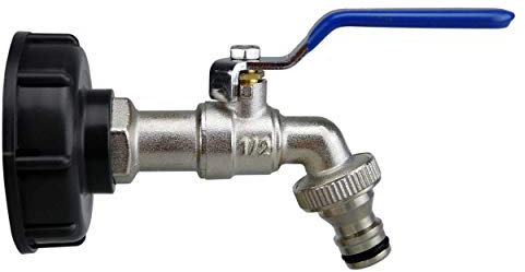 smardy Valvola Scarico a Sfera 1/2 Rubinetto a Botte di Pioggia Giardino per Cisterna IBC con Adattatore e Collegamento al Tubo