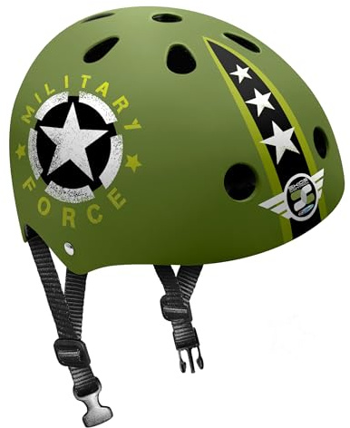 CASQUE SKATE STAMP SKIDS CONTROL MILITARY Skate/Vélo/Rollers/trottinette taille 53/57 cm. Sangles Ajustables.