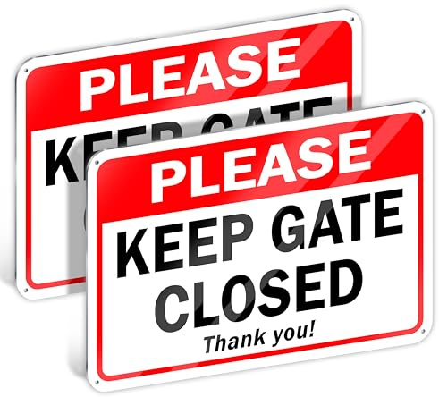 2 PC Please Keep Gate Closed Sign - 7x10 inches Aluminum Keep Door Closed Sign