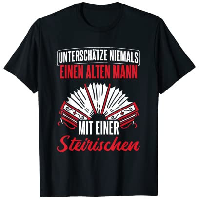 Alter Mann mit steirischer Mundharmonika Akkordeon T-Shirt