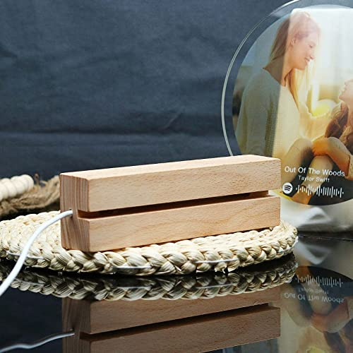 Base de Luz LED de Madera Luz Blanca para Placa Spotify Cuadro Spotify Lampara Spotify Personalizada Base Madera Iluminada por USB Adorno Decorativo para Placa de Acrílico Base de Escritorio