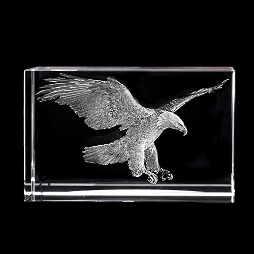 3D Adler Laser geätzt in Kristallglas Würfel Briefbeschwerer Glatzadler Liebhaber Geschenke (Adler 4)