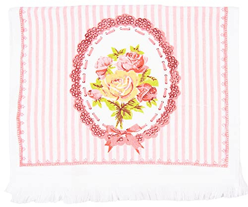 Clayre & Eef CT020 - Asciugamano per ospiti bianco, rosa, 40 x 66 cm