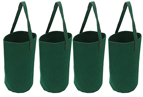 Haofy Sac de Culture Inversé pour Tomates et Fraises Tissu Feutre Vert 38x33x1 cm avec Poignée de Suspension Lot de 4 Pièces Réutilisable