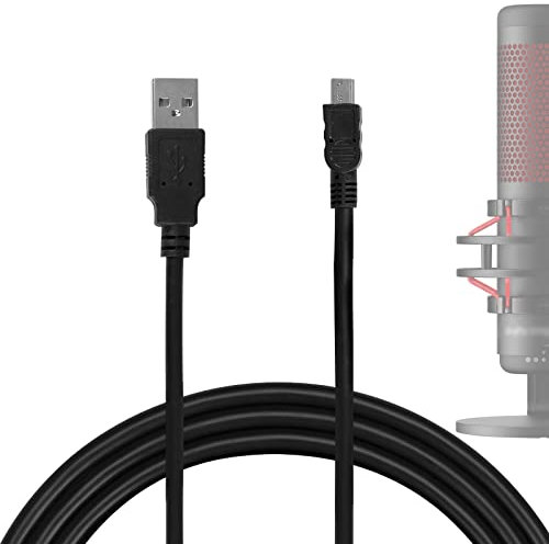 GEEKRIA Mini-USB-auf-USB-Mikrofonkabel, 300 cm, kompatibel mit HyperX QuadCast, SAMSON Meteor, Audio-Technica AT2005USB, FIFINE K690, K678 (schwarz)