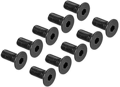 QUARKZMAN M10 x 25mm Hex Douille Plat Tête Fraisée Vis x 10PCS 10.9 Alliage Acier Douille Tête Bouchon Vis Boulons pour Machines et Meubles, [Noir]