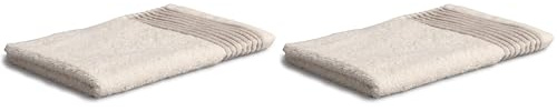 Möve Wellness Gästetuch Uni mit Chenillebiesen 30 x 50 cm aus 100% Baumwolle (Spinair), Nature (Packung mit 2)