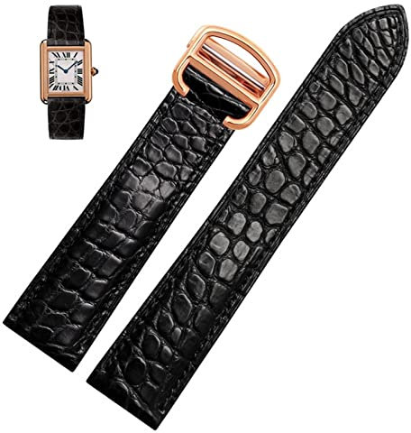 FNDWJ Uhrenarmband aus Krokodilleder, für Cartier-Uhrenarmband, 20 mm, Leder-Tankschlüssel, London, Calibo Uhrenkette, Damen, 20 mm, 16 mm, Achat
