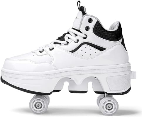 Shoes with Wheels, 2-in-1 Multifunctional 4-Wheel Shoes with Roller Skates, Deformation Shoes for Men, Women and Children,37