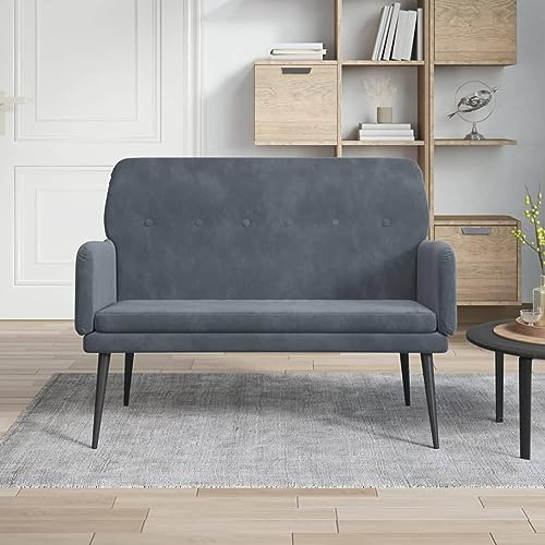 Mengtu Sitzbank mit Rückenlehne Flurbank Bank Sitzbänke Wartebank Wohnzimmerbank Sofa Couch Möbel für Schlafzimmer Dunkelgrau 108x79x79 cm Samt