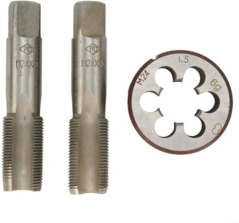 Gewindeschneider-Set, HSS M24 x 1,5 mm, 3 Stück, 92 mm Gewindebohrer, für Mutterschrauben, Bolzen, Gewindereparatur