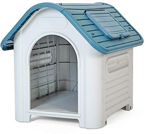 Zwinger für den Außenbereich, wasserdicht, Hundehütte, warme Hundehütte, Hundehütte aus Kunststoff, große Hundevilla, Heimtierbedarf, Geschenke, Hundehütten (blau, mittel)