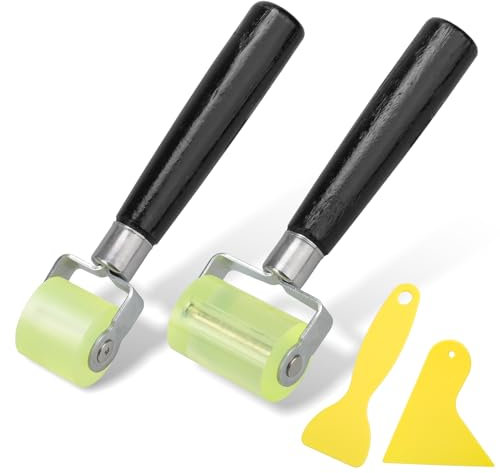 Andrückrolle Andrückwalze, 2 Stück Gummiwalze mit Folienrakel, Silikon Rolle Hitzebeständig, Auto Gummi Andrückwalze, Gummi Nahtroller Hitzebeständig für Kantenumleimer und Zum Verschweißen