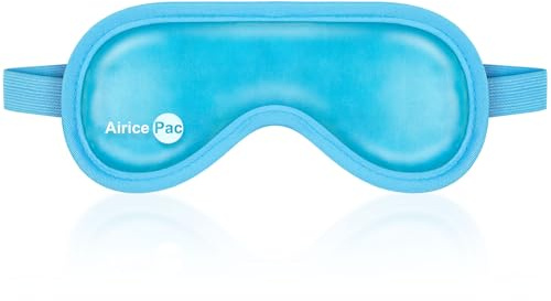 AiricePac Máscara de ojos fríos para ojos secos, máscara de ojos de gel, paquete de hielo reutilizable, compresa fría para ojeras, migrañas, cirugía ocular, cuidado de la piel