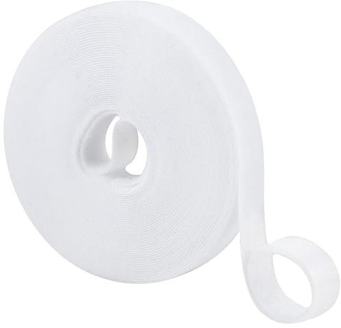 Serre-câbles Velcro de 10 m, 20 mm de large, bande Velcro refermable, serre-câbles blancs pour organisateur de câbles, gestion des câbles, bande Velcro blanche
