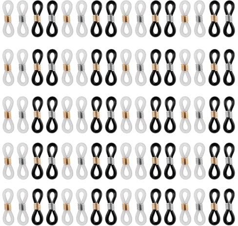 WY LIGHTING LEVEL 100PCS Adjustable Silicone Eyeglass Chain Ends Connectors Anti Slip Holder for Eye Glasses Sunglasses Necklace Chain