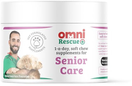 Omni Senior Care Supplements for Dogs - Dragons’ Den Winners, One-a-Day Dog Chew for Joints, Ageing and Cognitive Function - Ginko Biloba, Algae Oil and L-Glutathione, 30 Servings, Small 0-15 Kg