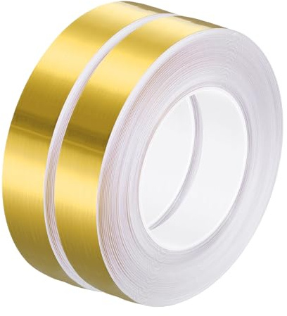 sourcing map Lot de 2 bandes adhésives pour carrelage de sol, lignes dorées, 2,5 cm x 50 m, autocollant décoratif pour sol mural, ruban d'étanchéité étanche pour armoire de cuisine et de salle de bain