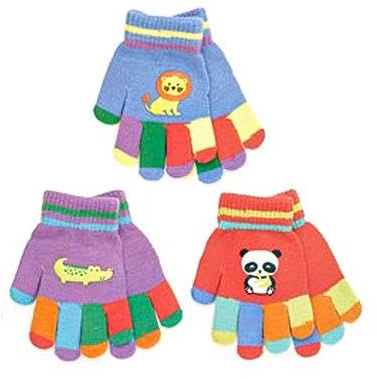 A2Z 4 Kids Girls Boys Gloves 3 Pack Winter Warm Color Block Full Fingers Gloves Unisex Animal Motifs Stretchy Mittens Kids Girls Walking Riding Grippers One Size Fit Suitable for Ages 5-13 Year