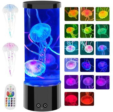 Soarling Quallen Lampe, Quallenlampe LED Quallen Lampe mit 17 Farben 4 Lichtmodi, Jellyfish Lamp Aquarium für Kinder Erwachsene, Quallenlampen Stimmungslicht für Entspannung Wohndekoration-Schwarz