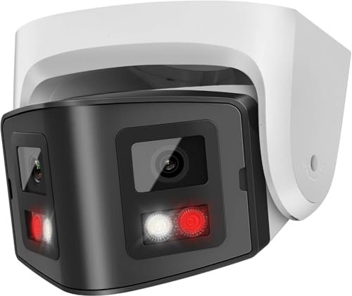 VIKYLIN 4K Dual-Lens cctv camera with 180° Viewing Angle,AI human/vehicle detection and built-in Mic,smart Lights 8mp outdoor ip camera,3-type coding,SD storage(up to 512GB),compatible with hik vision