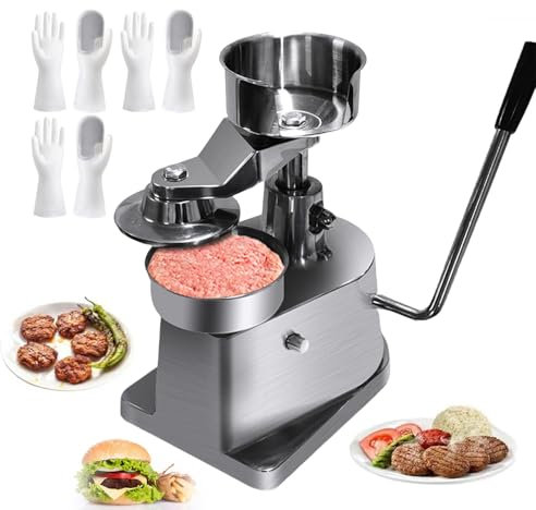 forplubossmmp Hamburger Patty Press, Commercial Meat Patty Maker with 500 Patty Papers, Meat Processor Burger Press Machine for Meat Patties, Stuffed Burgers, Crab Cakes - Diameter: 4″/5″/6″,10cm