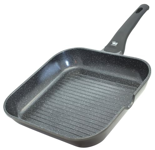 ELO Siloncast Aluguss ELODUR® Professional Grillpfanne 28 x 28 cm, für alle Herdarten geeignet, hitzeisolierender Stiel, hochwertige Antihaftversiegelung