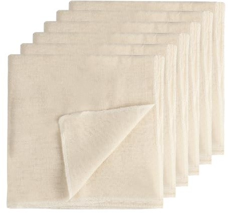 VARHHUXHA 6 Pcs Cheese Cloths for Straining, Muslin Cloths for Cooking, Washable Unbleached Cotton Cheesecloth for Straining Cloth for Filtering Juice Cheese Butter Tea Coffee(40 x 40 cm)
