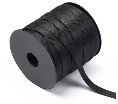 Hrlace Cinta elástica de 10 m para coser, banda de goma elástica, fina, banda elástica para manualidades, manualidades, ropa interior, tirantes de sujetador, ropa, cinturón, negro, 0,6 cm